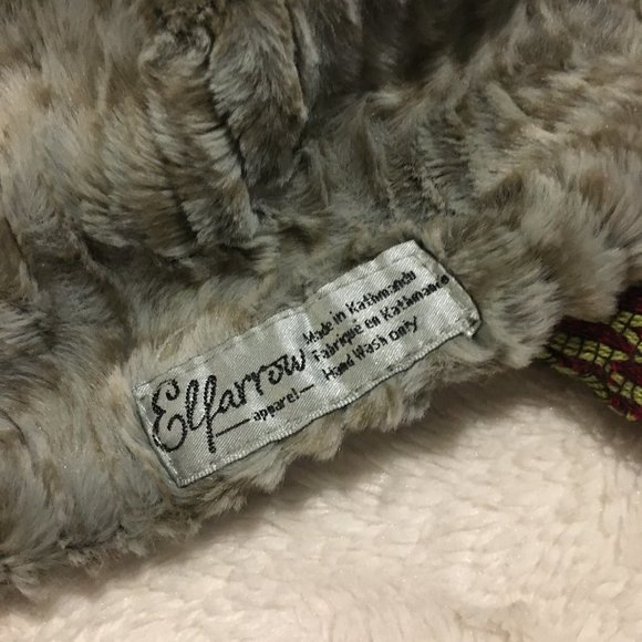 Elfarrow Faux Fur Red and Lime Long Honeycomb Reversible Neck Warmer - Picture 10 of 12